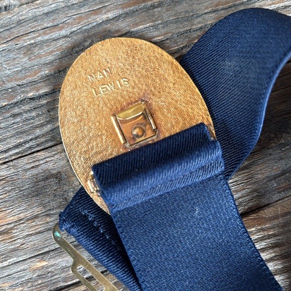 Vintage Nan‎ Lewis 80’s navy enamel stretch belt EVC OS